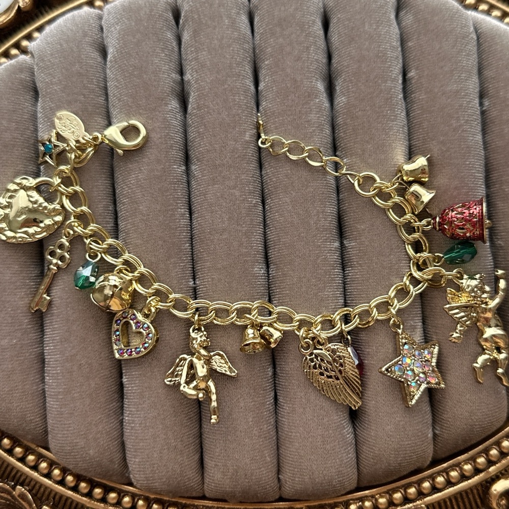 Kirk’s folly Gold Tone Charm Bracelet with Multi-Color charm Accents